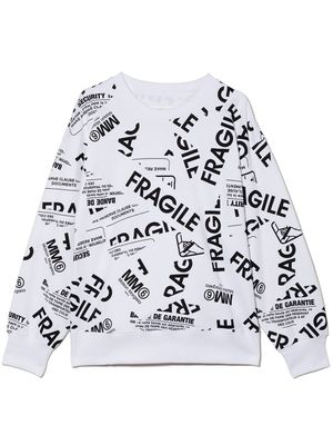 MM6 Maison Margiela Kids sweat Fragile à encolure ras du cou - Blanc