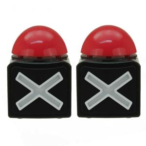 Quiz buzzer button - 2x - licht en geluid - 11 cm - nee/ fout