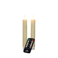 Dinerkaars wax led bewegende vlam op batterij met afstandsbediening 2 stuks h18 cm ivoor - Annas collection