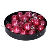 Othmar Decorations mini kerstballen - 24x stuks - 3 cm - orchidee roze - kunststof