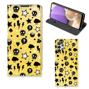 Mobiel BookCase Samsung Galaxy A32 5G Punk Geel