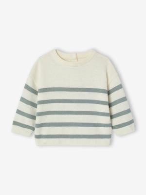 Gestreept baby trui van tricot saliegroen