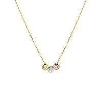 Ketting Rondjes Tricolor goud-zirconia geel-wit-en rosegoud 42-44-46 cm