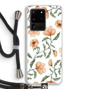 Peachy flowers: Samsung Galaxy S20 Ultra Transparant Hoesje met koord