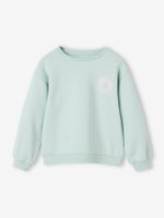 Basic meisjessweater met motief hemelsblauw - thumbnail