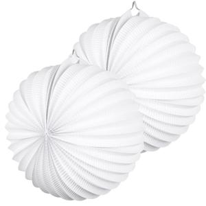 Party Lampion van papier - 6x - ronde vorm - wit - Dia 22 cm