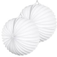 Party Lampion van papier - 6x - ronde vorm - wit - Dia 22 cm