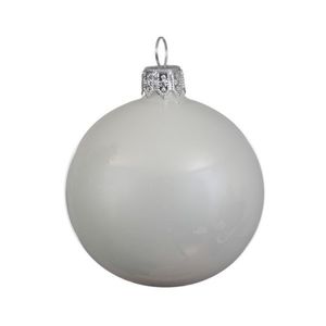 6x Glazen kerstballen glans winter wit 6 cm kerstboom versiering/decoratie   -
