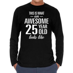 Awesome 25 year / 25 jaar cadeaushirt long sleeves zwart heren