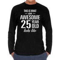 Awesome 25 year / 25 jaar cadeaushirt long sleeves zwart heren 2XL  -