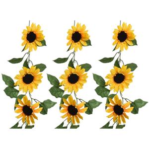 Bloemen slinger - 3x - zonnebloem - kunstplant - geel - 150 cm - Helianthus