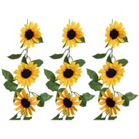 Bloemen slinger - 3x - zonnebloem - kunstplant - geel - 150 cm - Helianthus - thumbnail