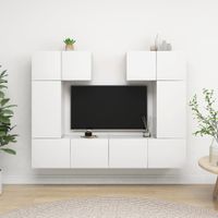 6-delige Tv-meubelset bewerkt hout wit 6-delige Tv-meubelset bewerkt hout wit