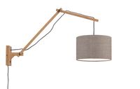 GOOD&MOJO Wandlamp 'Andes' Large, Bamboe en Eco linnen, kleur Donkerbeige/Naturel