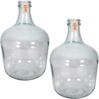 Set van 2x stuks luxe glazen karaf vaas/vazen 12 liter smalle hals 28 x 42 cm