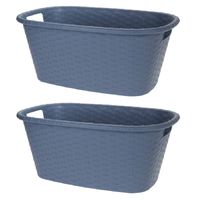 2x Wasmand/wasgoed draagmanden grijsblauw 35 liter 60 x 40 x 25 cm huishouden - Wasmanden - thumbnail