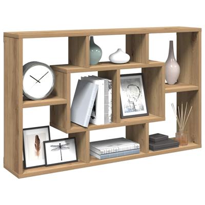 Wandschap 85x16x52,5 cm bewerkt hout artisanaal eikenkleurig