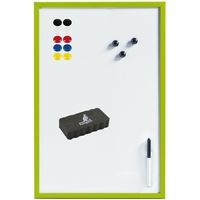 Magnetisch whiteboard/memobord met marker/wisser/magneten - 40 x 60 cm - groen - thumbnail