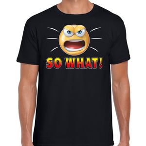 Funny emoticon t-shirt So what zwart heren