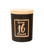 Paperdreams Geurkaars klein roze/zwart - 16 jaar