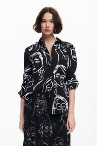 Overhemd met gezichtenprint - BLACK - XL