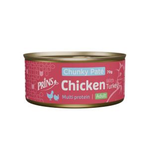 Prins Chunky Paté Adult kip met kalkoen natvoer kat 24 x 70 g