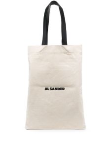 Jil Sander sac cabas en coton à logo imprimé - Tons neutres