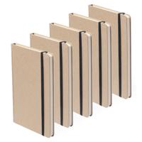 Notitieblok - Set van 5x stuks - luxe - met elastiek - notitieboekje - A5 formaat - 100 bladzijdes