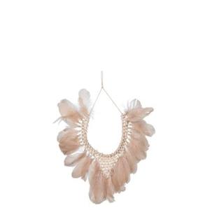 J-Line decoratie Ketting Boho - veren|schelpen - zalm