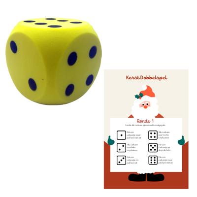 T&F Creations Kerstspel set - dobbelspel - incl foam dobbelsteen - geel