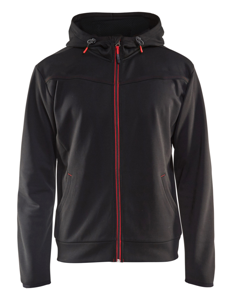 Blåkläder Hoodie met rits 33632526 | Zwart/Rood | Maat 3XL - 7330509564653