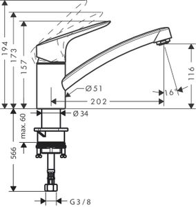 Hansgrohe Logis keukenkraan 120 coolstart chroom 71837000