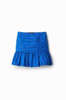 Geplooide minirok met ruches - BLUE - L