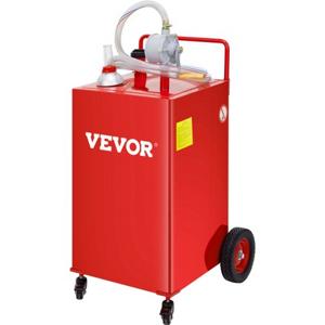 VEVOR 30 gallon brandstoftank, gasopslagtank en 4 wielen met handmatige transferpomp, benzine-dieselbrandstoftank voor auto's, grasmaaiers, ATV's, boten, enz. Rood