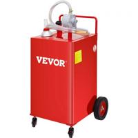 VEVOR 30 gallon brandstoftank, gasopslagtank en 4 wielen met handmatige transferpomp, benzine-dieselbrandstoftank voor auto's, grasmaaiers, ATV's, boten, enz. Rood