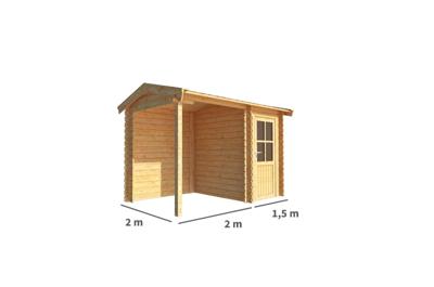 Blokhut met overkapping Fenna 350 cm bij 200 cm diep Zadeldak - Warentuin collection