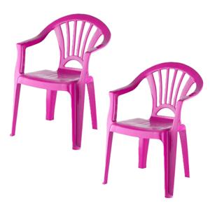 Camping Kinderstoel van kunststof - 2x - fuchsia roze - 37 x 31 x 51 cm