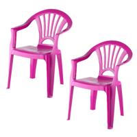 Camping Kinderstoel van kunststof - 2x - fuchsia roze - 37 x 31 x 51 cm