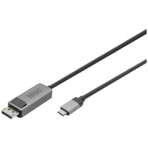 Digitus DB-300334-020-S DisplayPort / USB-C Adapter [1x USB-C - 1x DisplayPort stekker] Zwart Afgeschermd, Rond 2 m