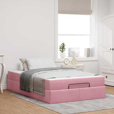 Bedframe met matras met opslag Roze 120 x 200 cm Fluweel