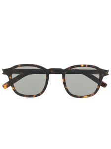 Saint Laurent Eyewear lunettes de soleil rondes à effet écailles de tortue - Marron