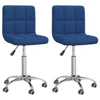 The Living Store Draaibare Eetkamerstoelen - Blauw - 40 x 47 x (74.5 - 86) cm - Stof en Verchroomd Staal - thumbnail