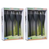 Solar LED lantaarns - 6x st - zwart - 31 cm - zonne-energie - tuinverlichting Solar LED lantaarns - 6x st - zwart - 31 cm - zonne-energie - tuinverlichting