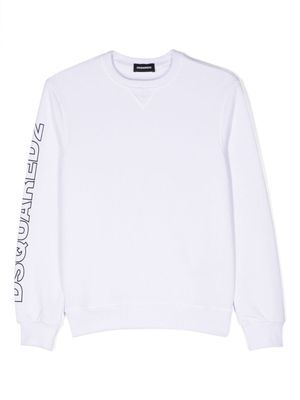 DSQUARED2 KIDS sweat en coton à logo imprimé - Blanc