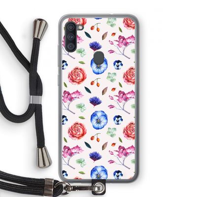 Bloemetjes: Samsung Galaxy A11 Transparant Hoesje met koord