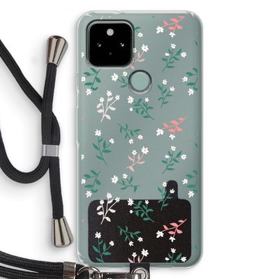 Small white flowers: Pixel 5 Transparant Hoesje met koord