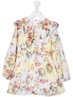 MSGM Kids robe volantée à fleurs - Jaune - thumbnail