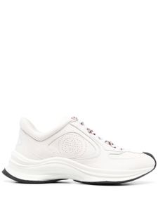 Gucci perforated-logo lace-up sneakers - Blanc