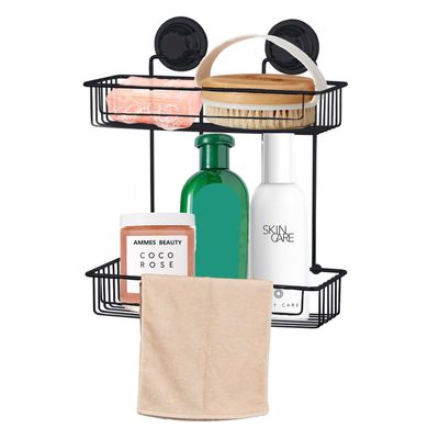 Doucherekje - rechthoek - 2-laags - zwart - H37 cm - metaal