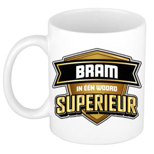 Naam mok Bram - wit - Superieur - keramiek - 300 ml - cadeau collega beker